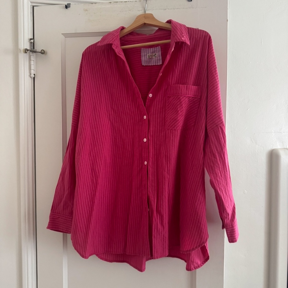 Free People striped oversized button up